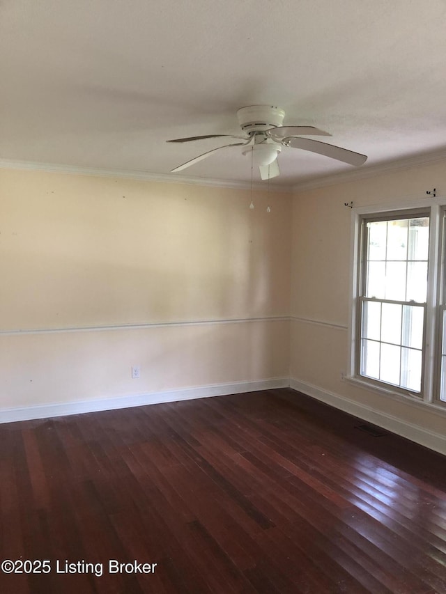 5902 Pageant Way, Louisville, KY 40214 - unfurnished room featuring crown molding, dark wood finished floors, baseboards, and a ceiling fan