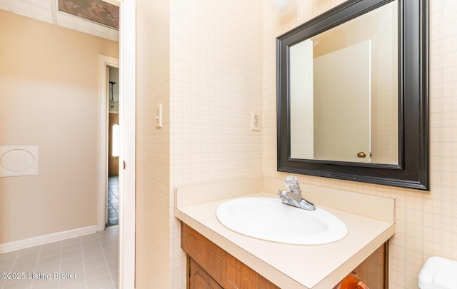 7212 Peppermill Ct, Louisville, KY 40228 - bathroom with vanity, toilet, tile patterned flooring, and baseboards