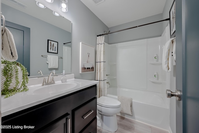 101 Exploration Unit 61A, Shelbyville, KY 40065 - bathroom featuring toilet, shower / tub combo, vanity, and wood finished floors