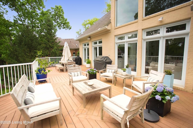 15314 Crystal Springs Way, Louisville, KY 40245 - wooden terrace featuring grilling area and outdoor lounge area