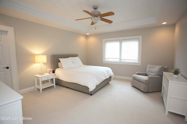 15314 Crystal Springs Way, Louisville, KY 40245 - bedroom with a raised ceiling, crown molding, light carpet, recessed lighting, and baseboards