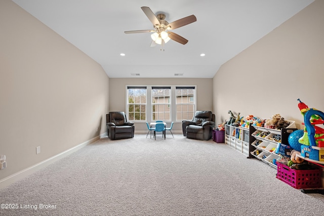 18001 Teton Ridge Ct, Louisville, KY 40245 - sitting room with a ceiling fan, carpet, baseboards, and recessed lighting