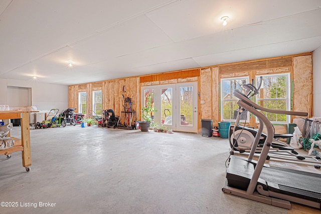 18001 Teton Ridge Ct, Louisville, KY 40245 - exercise area with wood walls and french doors