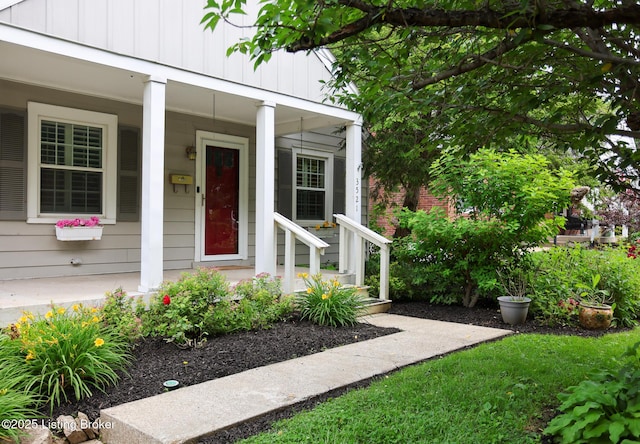 3521 Warner Ave, Louisville, KY 40207 - doorway to property with board and batten siding