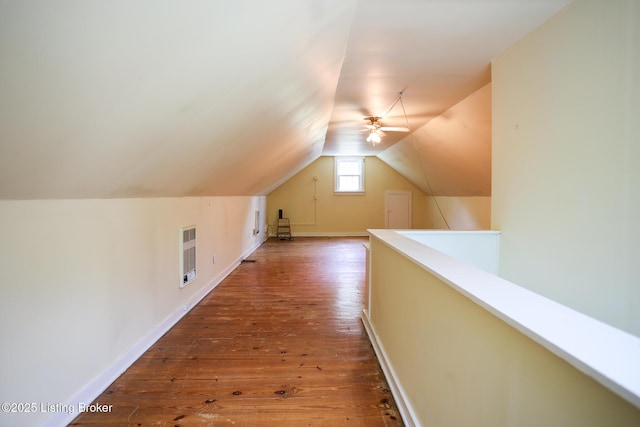 3521 Warner Ave, Louisville, KY 40207 - bonus room with wood-type flooring, vaulted ceiling, baseboards, and a ceiling fan