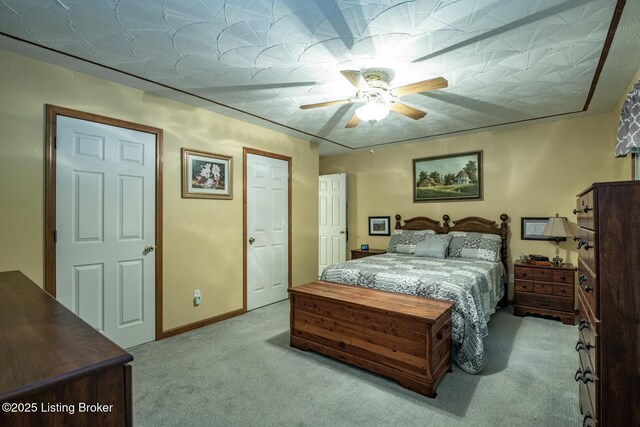 17 Bittersweet Pl, Brandenburg, KY 40108 - bedroom with carpet flooring, an ornate ceiling, baseboards, and ceiling fan