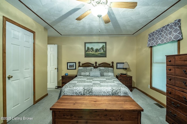 17 Bittersweet Pl, Brandenburg, KY 40108 - bedroom featuring carpet flooring, an ornate ceiling, baseboards, and a ceiling fan