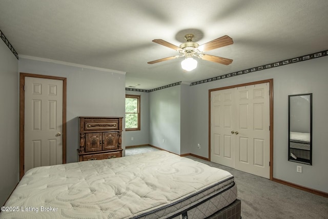 17 Bittersweet Pl, Brandenburg, KY 40108 - bedroom with baseboards, carpet floors, a ceiling fan, and a closet