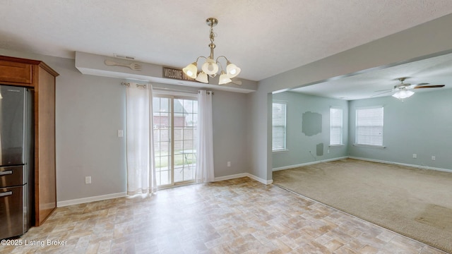 134 Wood Duck Ct, Shepherdsville, KY 40165 - empty room featuring a chandelier, baseboards, and a ceiling fan