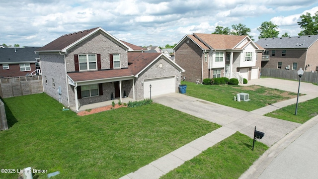 134 Wood Duck Ct, Shepherdsville, KY 40165 - view of front of property with driveway, brick siding, a residential view, and a porch