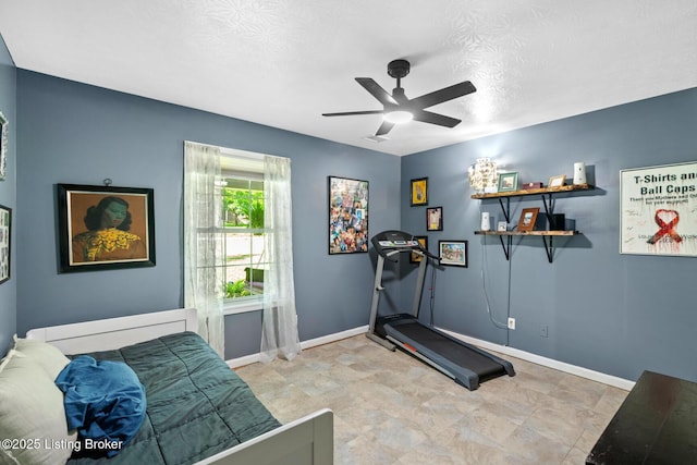 2327 Highgrove Rd, Coxs Creek, KY 40013 - workout room featuring ceiling fan, baseboards, and a textured ceiling