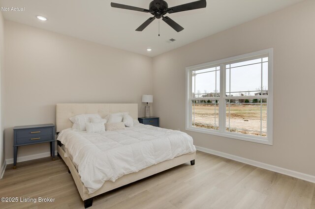 LOT26 Brookley Dr, Louisville, KY 40229 - bedroom with baseboards, light wood-style flooring, recessed lighting, and ceiling fan