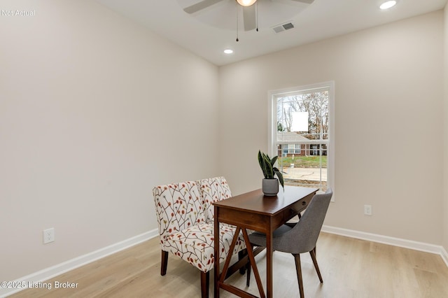 LOT26 Brookley Dr, Louisville, KY 40229 - dining area with light wood-style flooring, baseboards, a ceiling fan, and recessed lighting