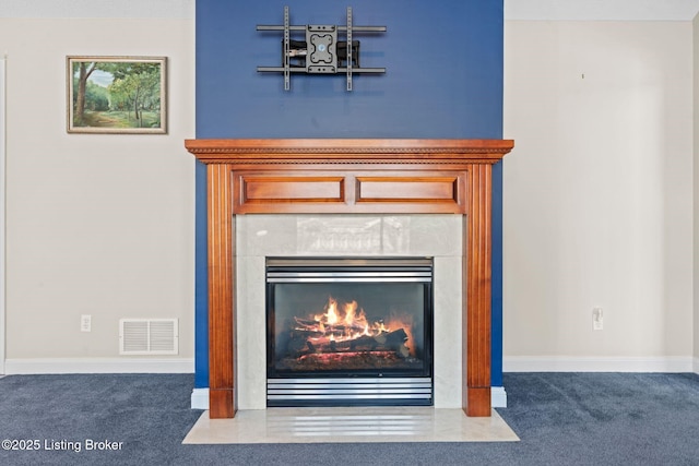 126 Deep Springs Dr, Bardstown, KY 40004 - detailed view of a fireplace, carpet floors, and baseboards