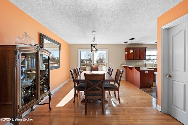 126 Deep Springs Dr, Bardstown, KY 40004 - dining area with a textured ceiling, light wood-style flooring, healthy amount of natural light, and baseboards