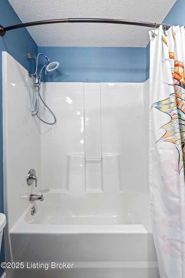 126 Deep Springs Dr, Bardstown, KY 40004 - full bathroom with shower / bath combination with curtain and a textured ceiling