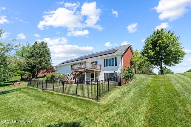 126 Deep Springs Dr, Bardstown, KY 40004 - rear view of property with stairs, a deck, and solar panels
