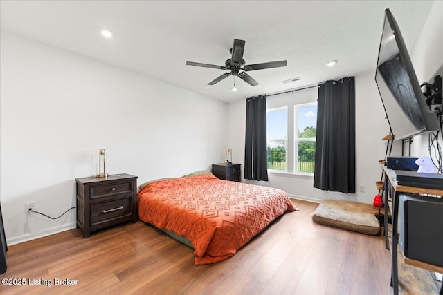 119 Wildflower Ave, Mt Washington, KY 40047 - bedroom featuring wood finished floors, baseboards, recessed lighting, and ceiling fan