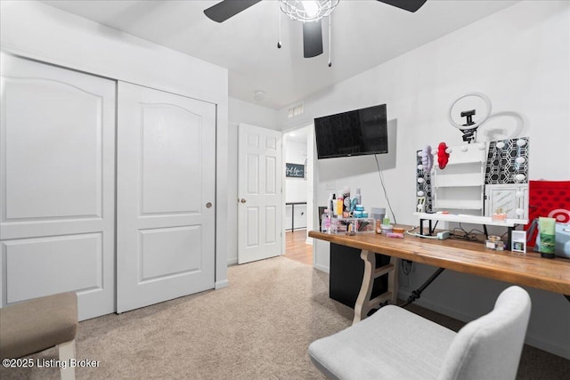 119 Wildflower Ave, Mt Washington, KY 40047 - office space featuring a ceiling fan and carpet flooring