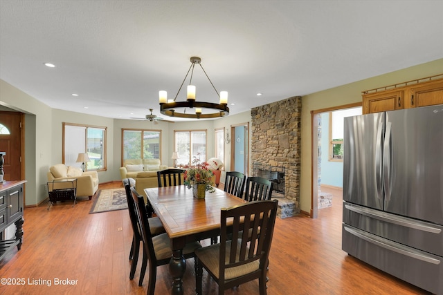 763 Lochober Rd, Leitchfield, KY 42754 - dining room featuring a chandelier, wood finished floors, healthy amount of natural light, and recessed lighting