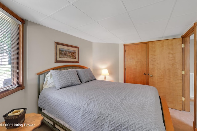 763 Lochober Rd, Leitchfield, KY 42754 - carpeted bedroom featuring a drop ceiling and a closet
