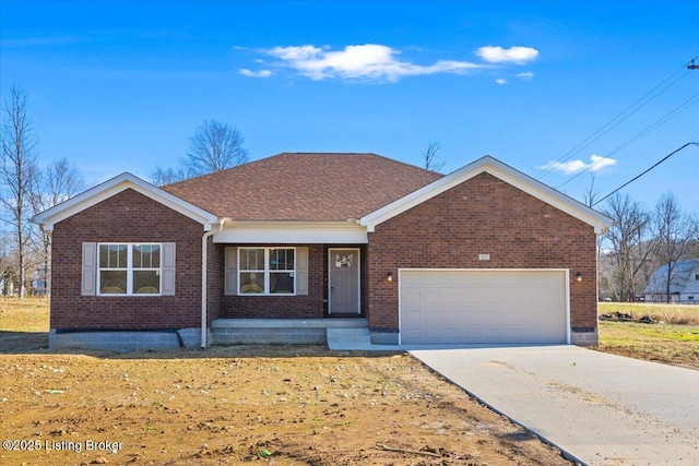 102 Kidd Ct, Lebanon Junction, KY 40150 - ranch-style home featuring brick siding, an attached garage, driveway, and covered porch