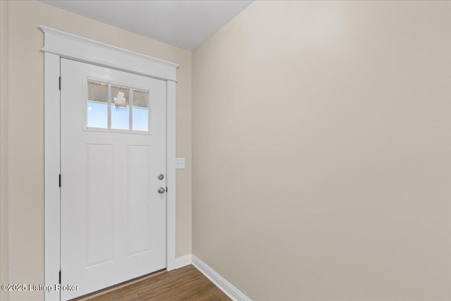 102 Kidd Ct, Lebanon Junction, KY 40150 - foyer with baseboards and dark wood-style flooring