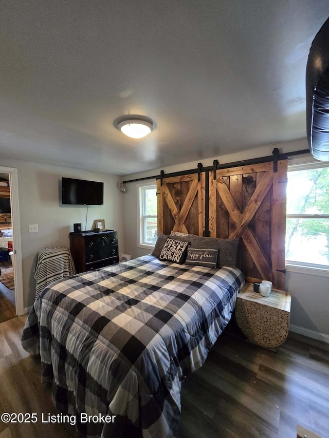 41 Hidden Valley Ln Unit B, Hudson, KY 40145 - bedroom with wood finished floors, a barn door, and baseboards