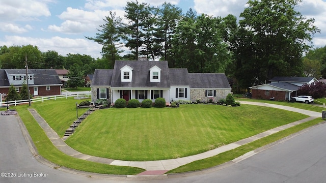 930 Castlewood Dr, New Albany, IN 47150 - new england style home with stone siding and a chimney