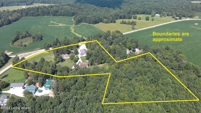 3297 E Gap Hill Rd, Cub Run, KY 42729 - aerial view of property's location featuring a heavily wooded area and property parcel outlined