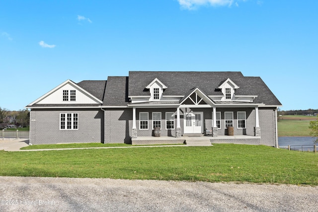 37 Lazy J Ln, Brandenburg, KY 40108 - view of front of house featuring brick siding, a front yard, and a porch
