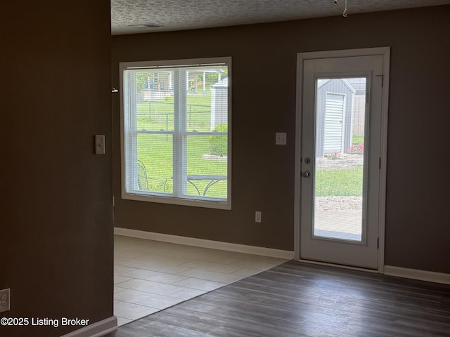 106 Hunter Ln, Brandenburg, KY 40108 - entrance foyer with healthy amount of natural light, wood finished floors, a textured ceiling, and baseboards
