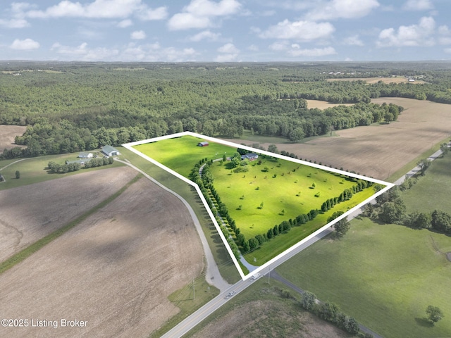 13429 Anneta Rd, Leitchfield, KY 42754 - overview of rural landscape with a forest and property boundaries highlighted