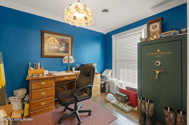 13429 Anneta Rd, Leitchfield, KY 42754 - office area with wood finished floors and ornamental molding