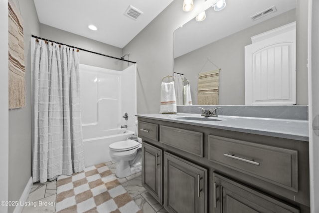 213 Elegance Way, Elizabethtown, KY 42701 - bathroom with vanity, shower / bath combo with shower curtain, toilet, and recessed lighting