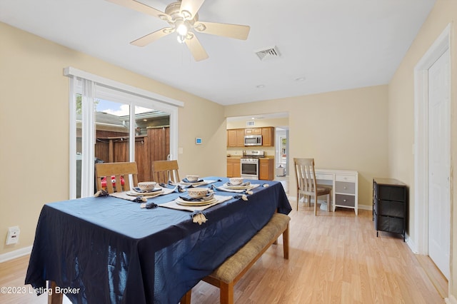 7917 Edsel Ln, Louisville, KY 40291 - dining space with light wood-style flooring, a ceiling fan, and baseboards