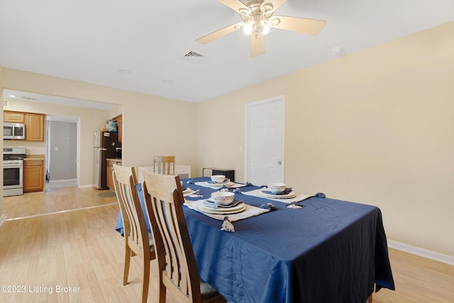 7917 Edsel Ln, Louisville, KY 40291 - dining area with light wood-style floors, baseboards, and a ceiling fan