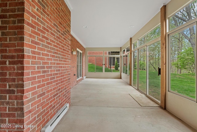 10121 Cave Creek Rd, Louisville, KY 40223 - unfurnished sunroom featuring baseboard heating