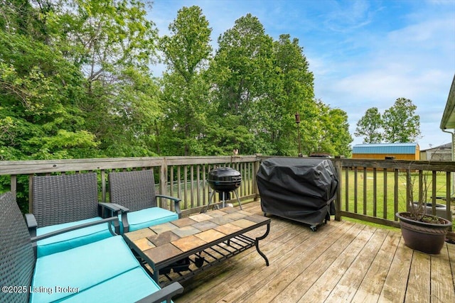 254 Persell Rd, Bedford, KY 40006 - wooden deck with area for grilling