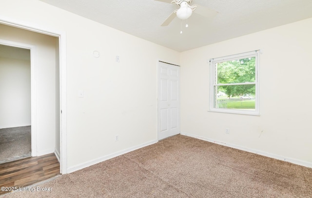 112 Bivins Ct, Radcliff, KY 40160 - unfurnished bedroom with carpet floors, baseboards, a closet, and ceiling fan