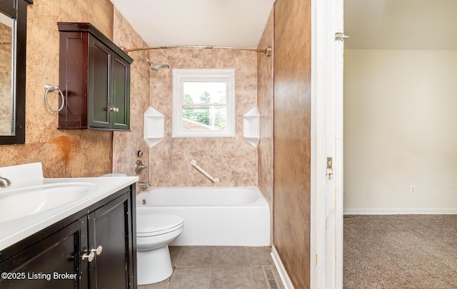 112 Bivins Ct, Radcliff, KY 40160 - full bathroom with vanity, toilet, shower / bath combination, tile patterned flooring, and baseboards