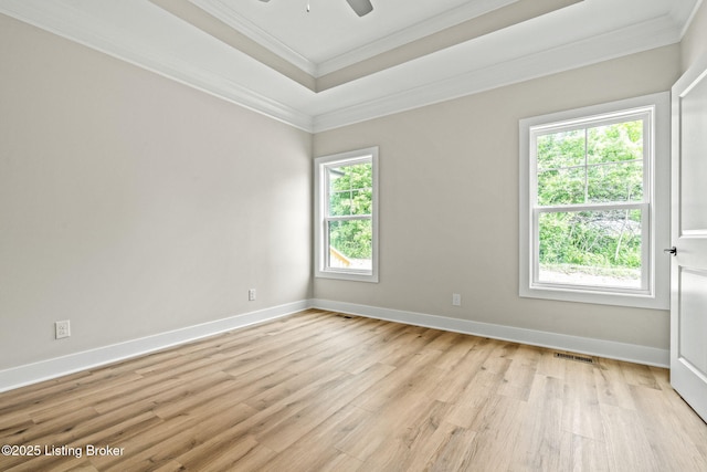 5311 Lee Ave, Crestwood, KY 40014 - spare room with crown molding, light wood-style floors, a ceiling fan, and baseboards