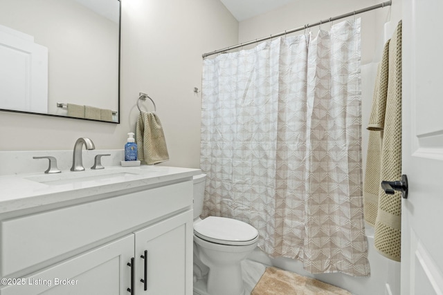 5311 Lee Ave, Crestwood, KY 40014 - full bathroom with vanity, toilet, and shower / bath combo with shower curtain