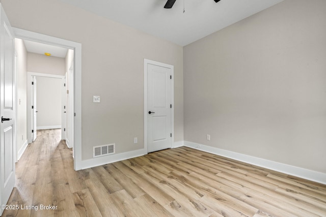 5311 Lee Ave, Crestwood, KY 40014 - unfurnished bedroom with light wood-style flooring, baseboards, and ceiling fan