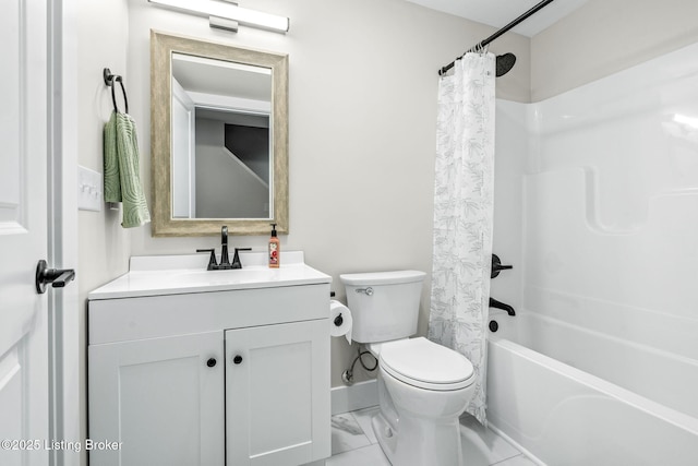 5311 Lee Ave, Crestwood, KY 40014 - full bath featuring toilet, vanity, shower / tub combo with curtain, and marble look tiles