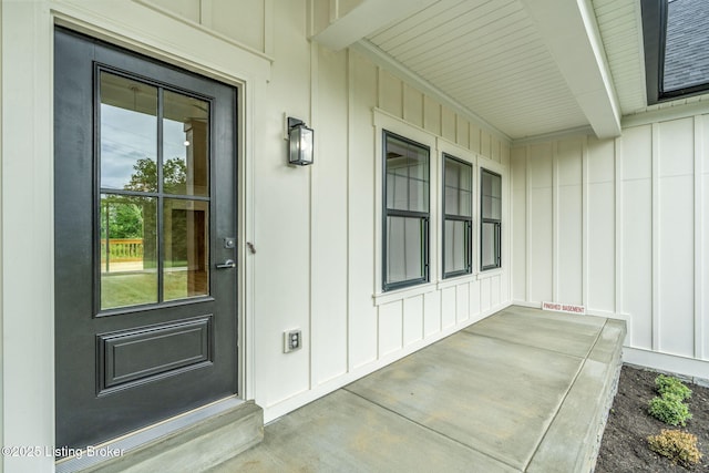 5311 Lee Ave, Crestwood, KY 40014 - doorway to property with board and batten siding and covered porch