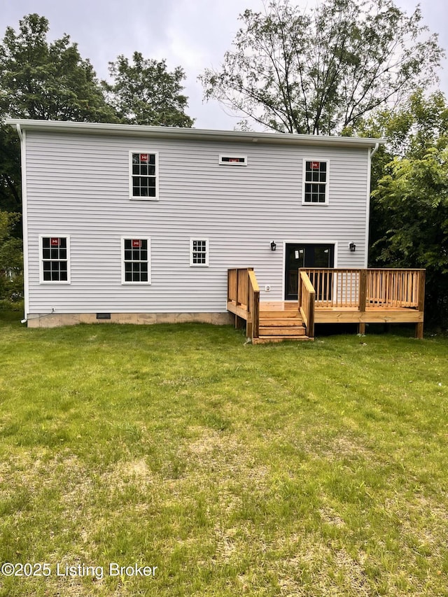 6702 Shirley Ave, Prospect, KY 40059 - rear view of house featuring a deck and a lawn