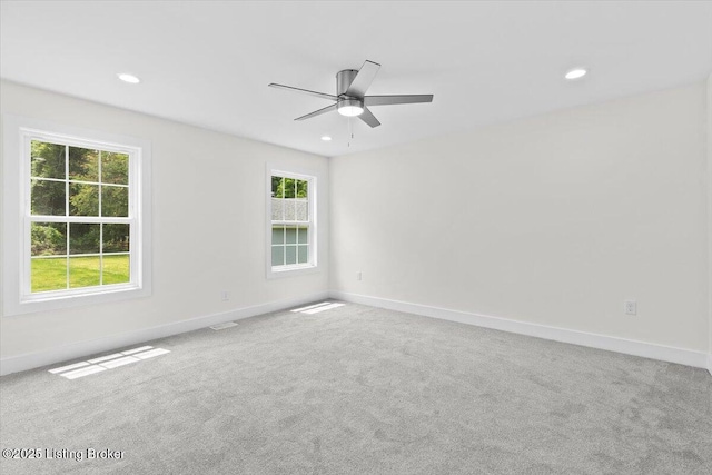 6702 Shirley Ave, Louisville, KY 40059 - empty room featuring a ceiling fan, carpet, baseboards, and recessed lighting
