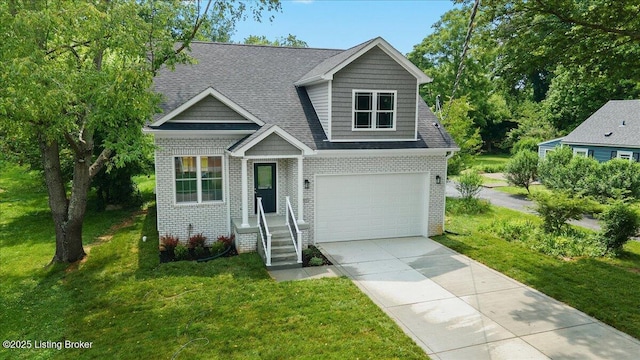 6702 Shirley Ave, Louisville, KY 40059 - view of front of property featuring brick siding, driveway, a front yard, and an attached garage