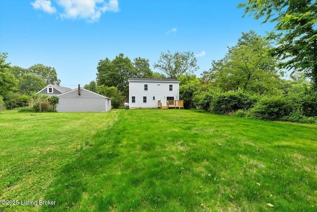 6702 Shirley Ave, Louisville, KY 40059 - view of green lawn with a wooden deck